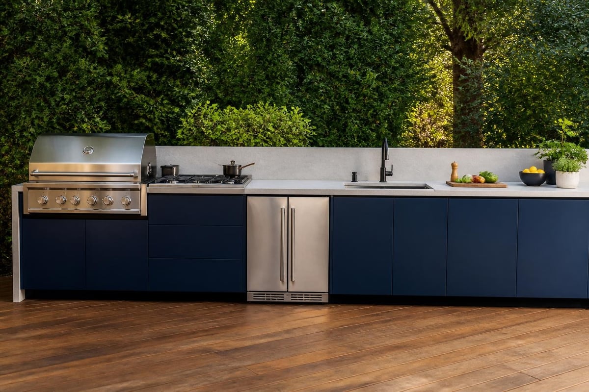 Outdoor kitchen workflow zones