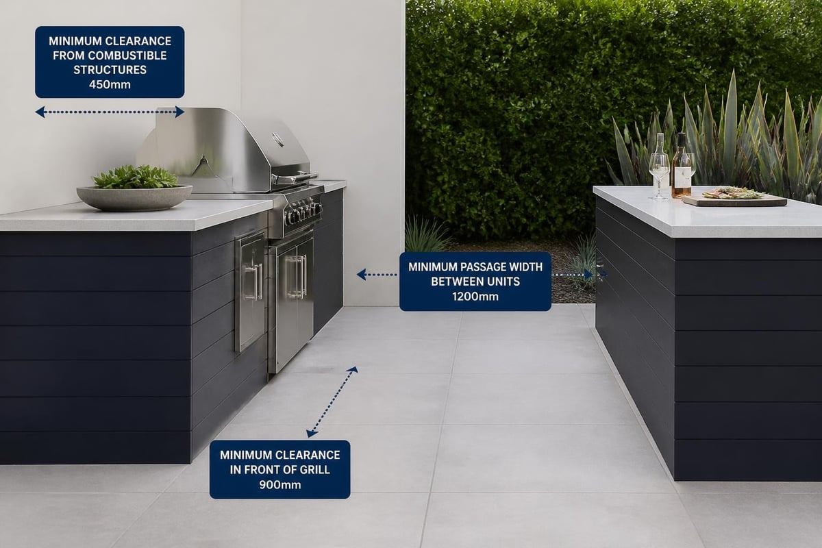 Outdoor kitchen clearance zones