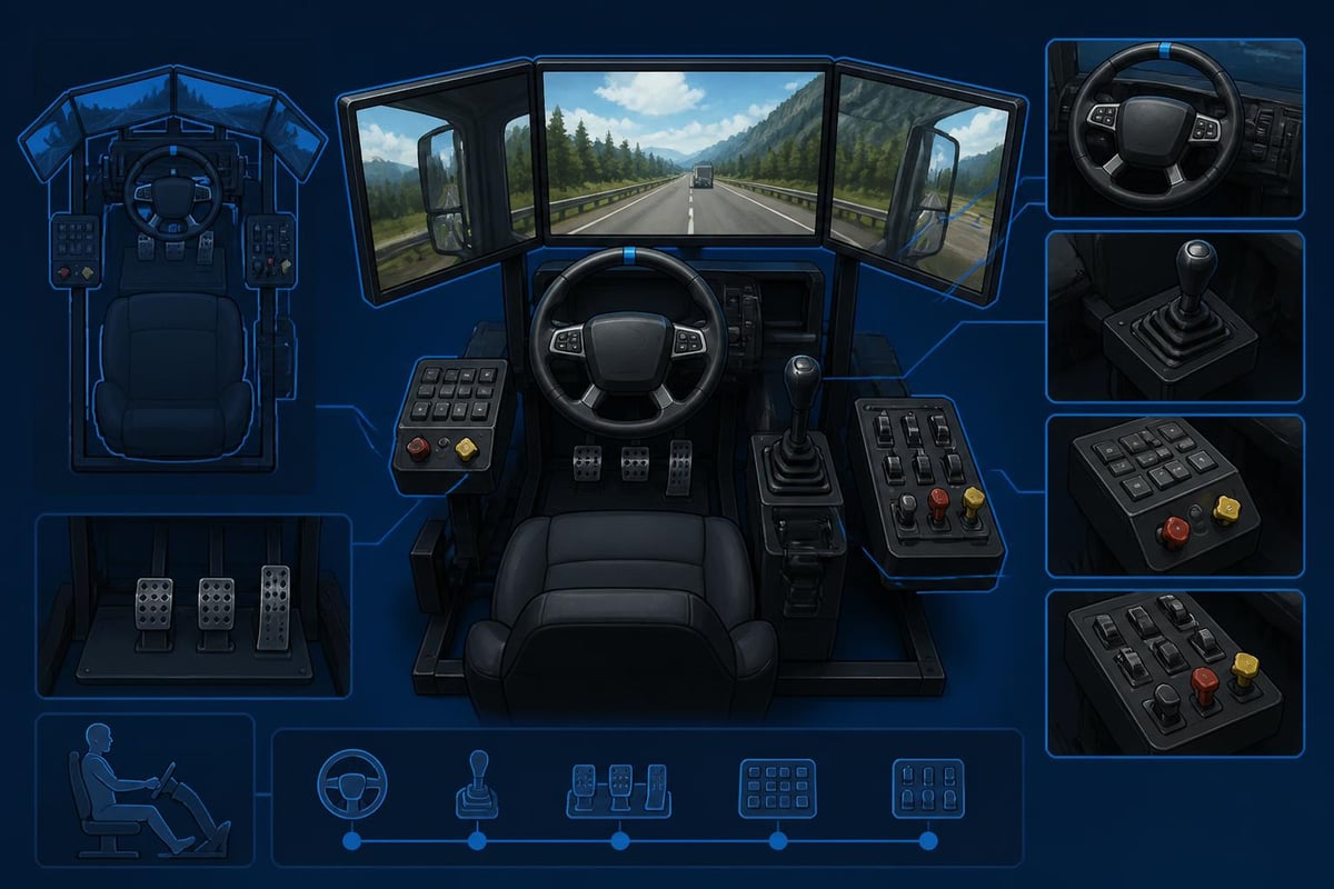 Cockpit setup for truck simulation