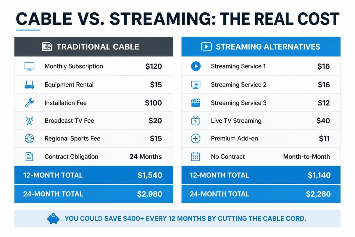 Cost comparison streaming vs cable