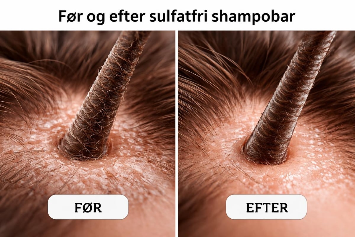 Hårstrukturen før og efter sulfatfri shampoo bar