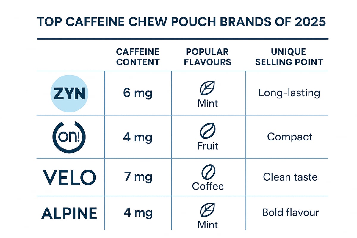 Leading Caffeine Chew Pouch Brands and Products in 2025