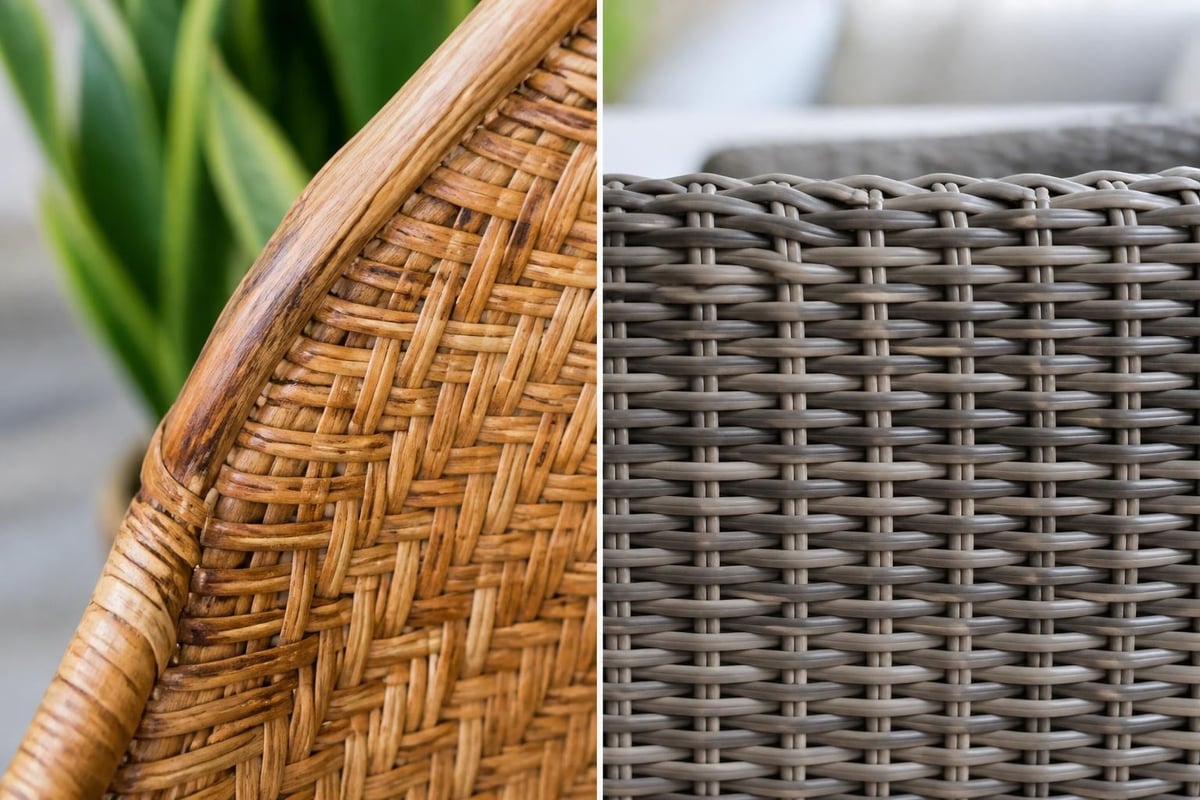 Material comparison of natural rattan and synthetic wicker
