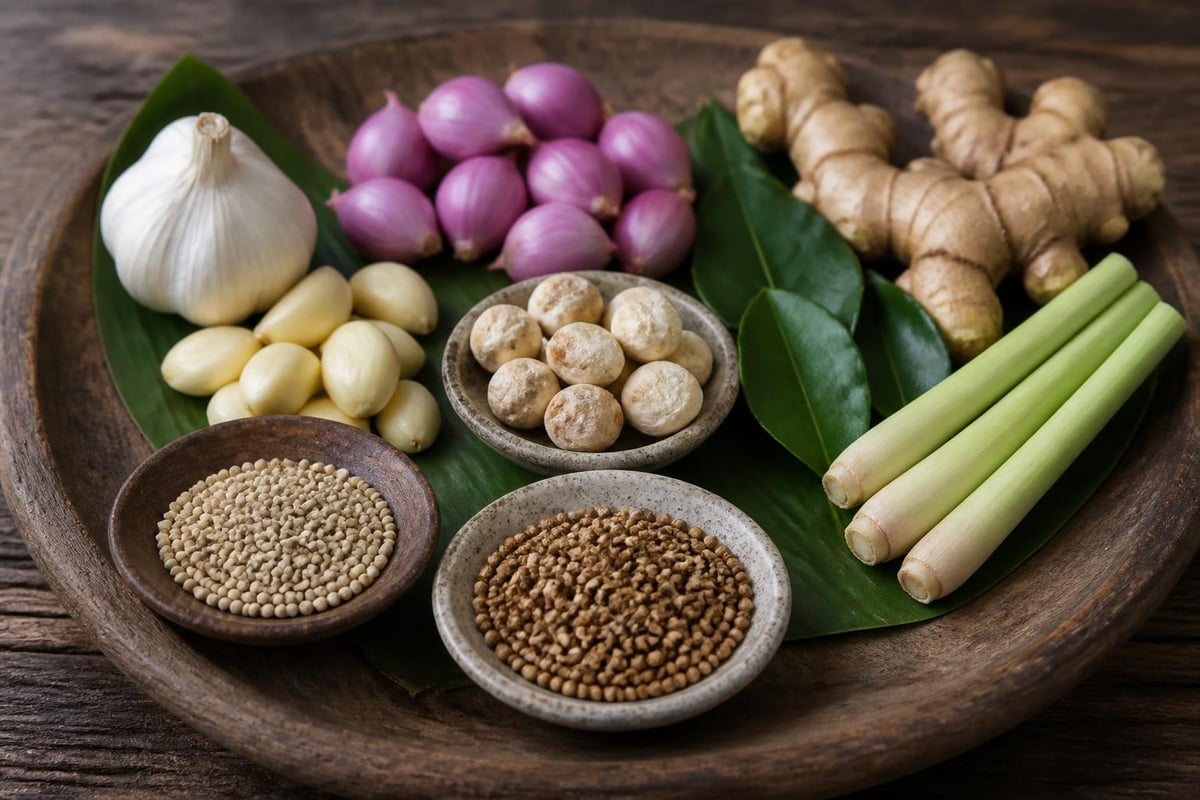 Ingredient preparation for mie sop kampung