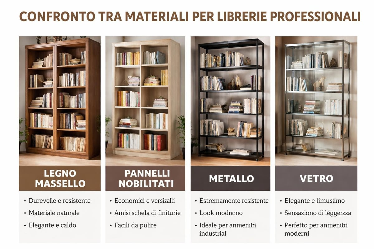 Materiali e finiture per librerie studio