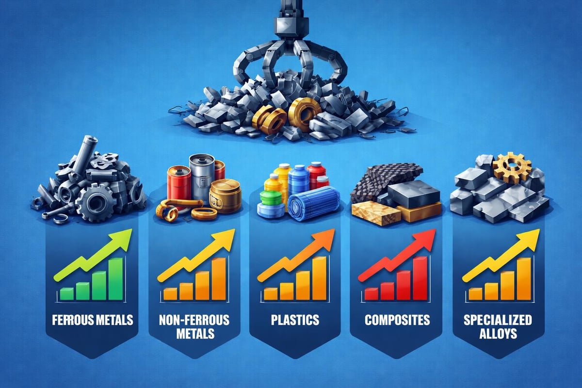 Manufacturing recycling material categories