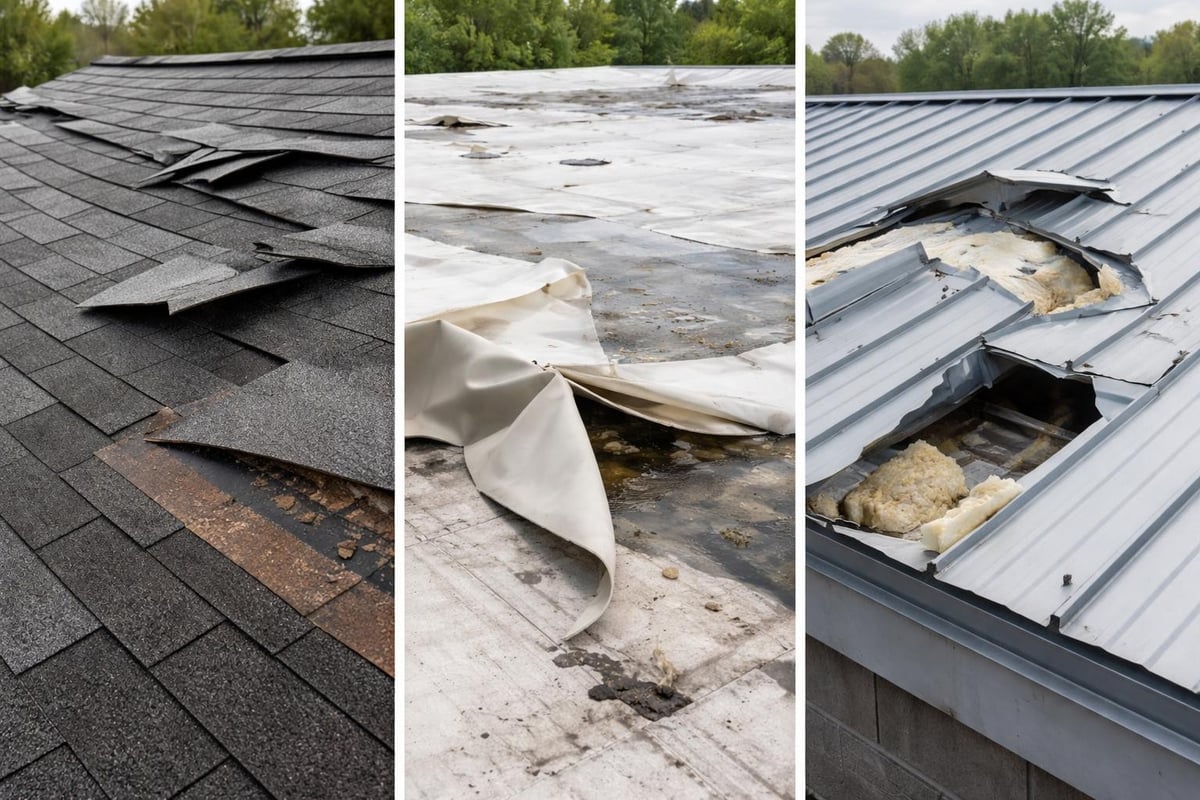 Types of wind damage across roofing systems