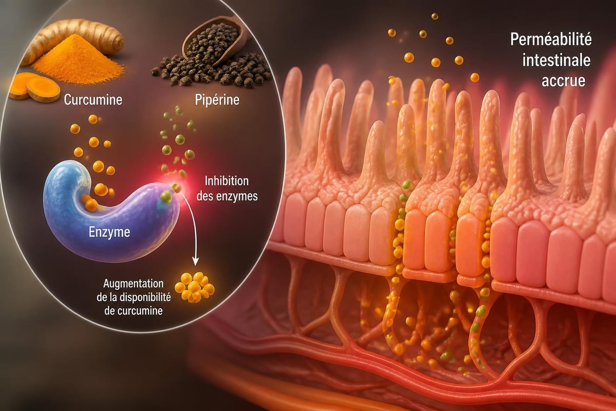 Mécanismes d'absorption curcuma poivre noir