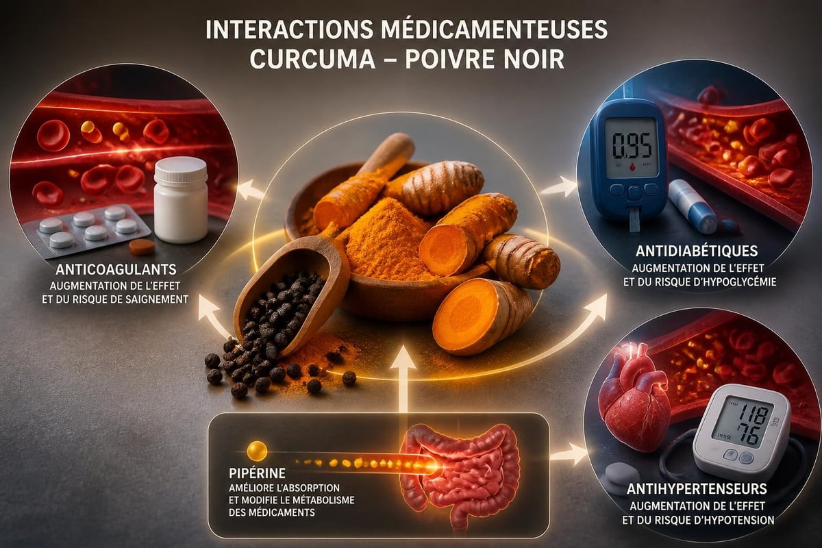 Interactions curcuma poivre noir médicaments