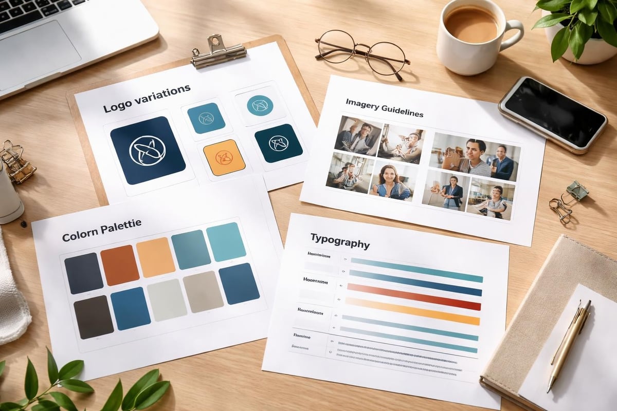 Visuel identitet elementer for B2B virksomhed