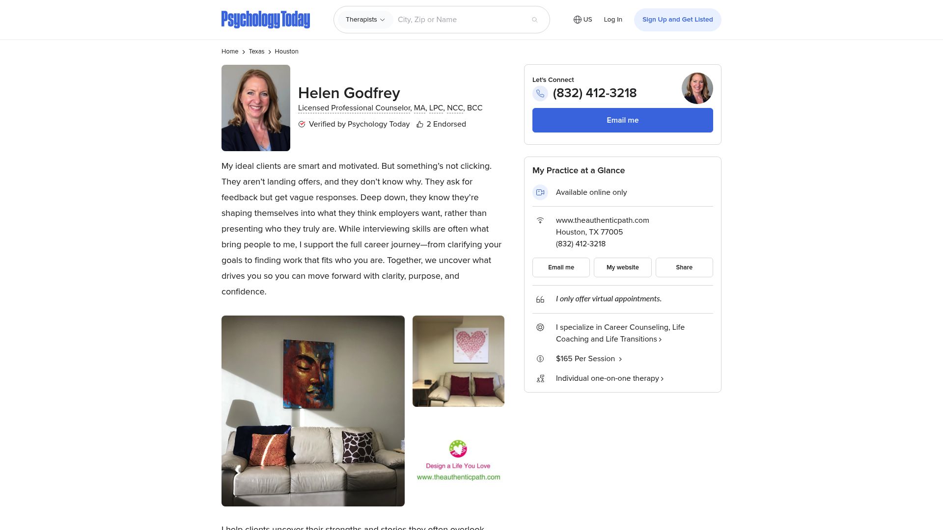 7 Best Coaching Houston Services to Try in 2025 - Helen Godfrey, Licensed Professional Counselor & Career Coach