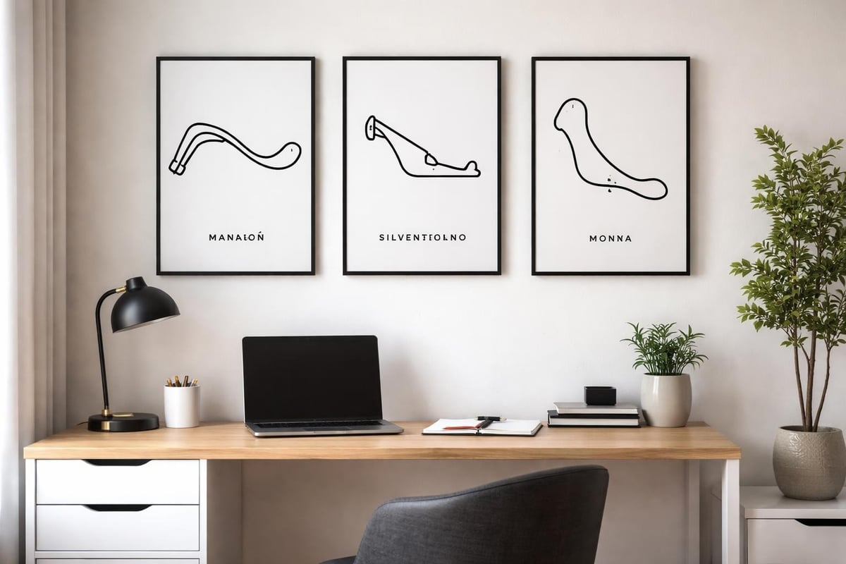 Formula 1 art in home office