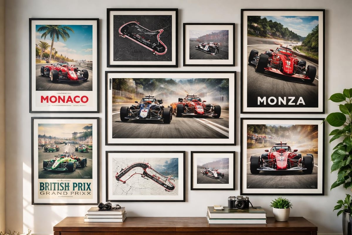 Formula 1 art collection wall
