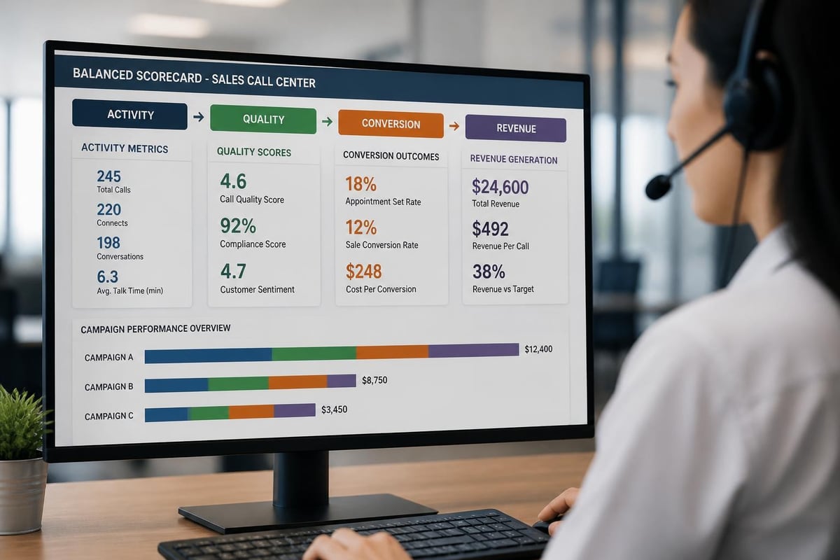 Sales call center performance framework