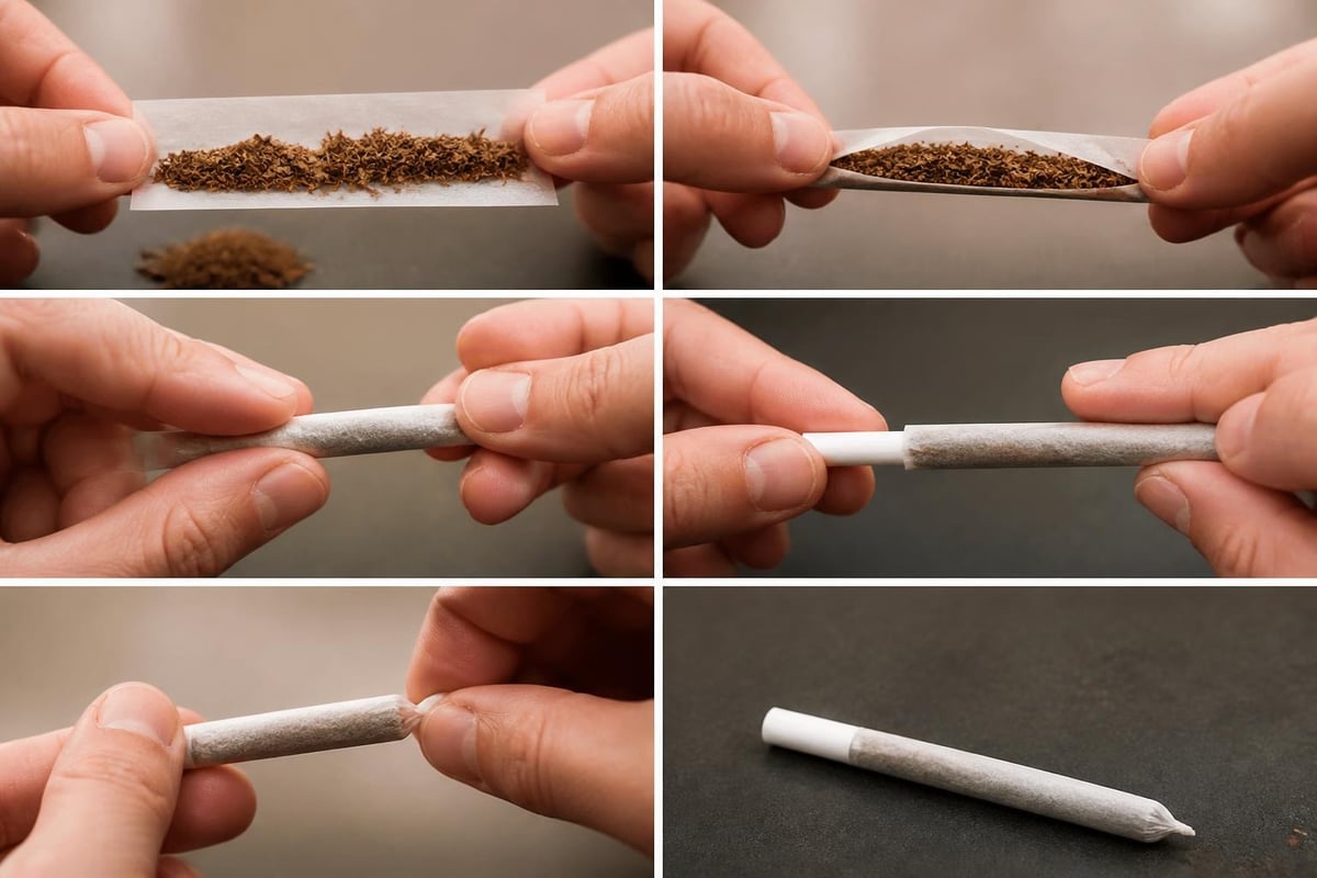 Rolling tobacco steps