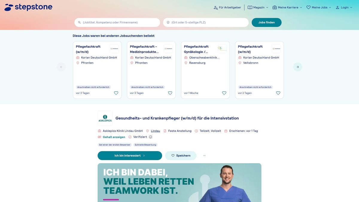 7 Top Stellenangebote Gesundheits und Krankenpfleger 2025 - Gesundheits- und Krankenpfleger (m/w/d) für die Intensivstation – Asklepios Klinik Lindau GmbH