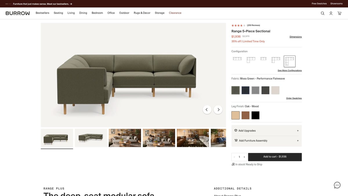 9 Must-See Modern Couches Near Me for 2026 Homes - Burrow Range 5-Piece Sectional