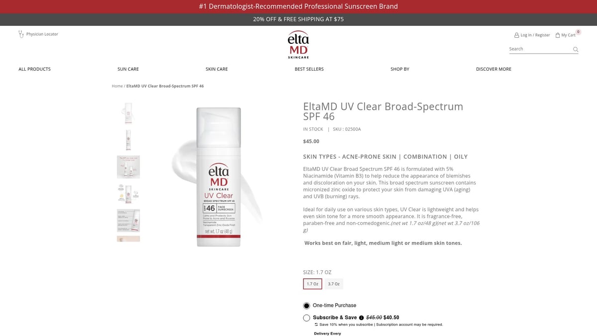 9 Essential Skin Care Products for Women in 2025 - EltaMD UV Clear Broad-Spectrum SPF 46