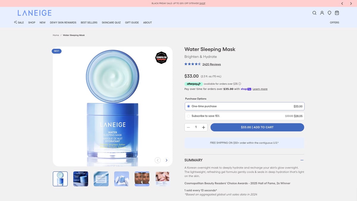 9 Essential Skin Care Products for Women in 2025 - Laneige Water Sleeping Mask