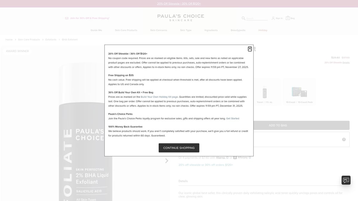 9 Essential Skin Care Products for Women in 2025 - Paula’s Choice Skin Perfecting 2% BHA Liquid Exfoliant