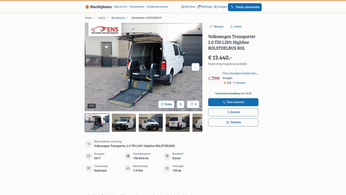 7 Beste Opties Voor Een Rolstoelbus Te Koop In 2025 - Volkswagen Transporter 2.0 TDI L2H1 Highline Rolstoelbus