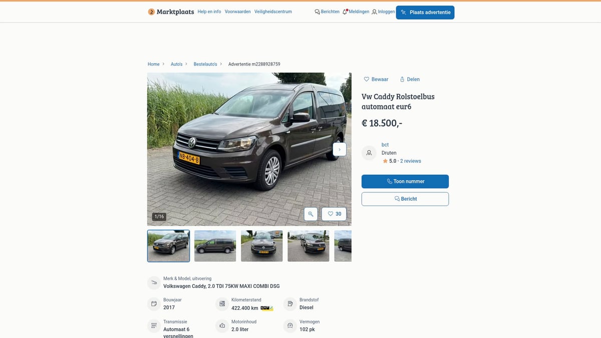 7 Beste Opties Voor Een Rolstoelbus Te Koop In 2025 - Volkswagen Caddy Maxi 2.0 TDI Automaat Rolstoelbus