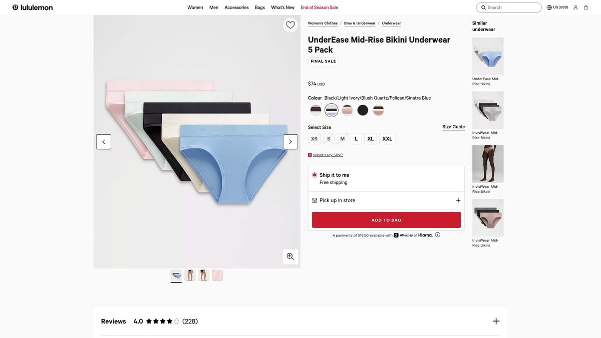 Top 8 Underwear for Runners to Boost Comfort in 2026 - lululemon UnderEase Mid-Rise Bikini Underwear – Women