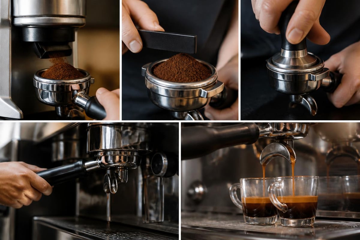 Étapes préparation expresso
