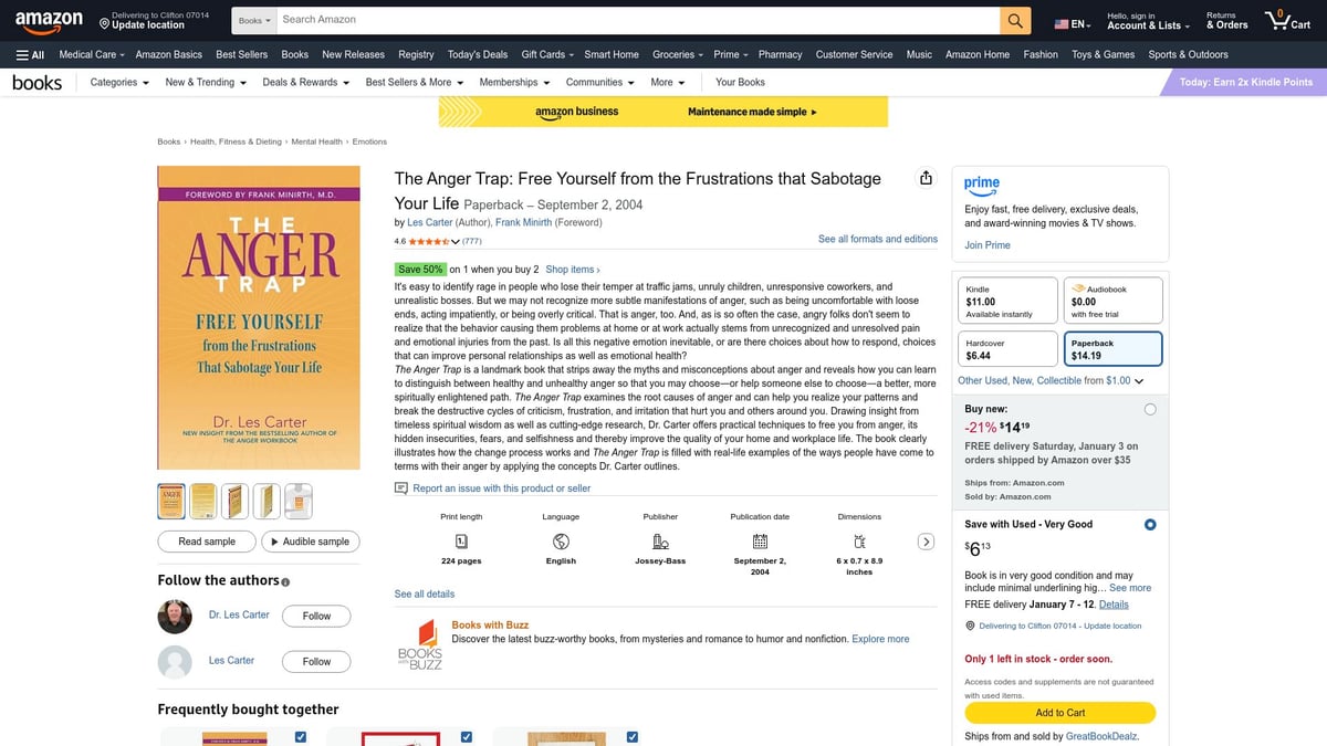 Top 8 Life-Changing Books on Anger to Read in 2026 - The Anger Trap: Free Yourself from the Frustrations that Sabotage Your Life by Les Carter and Frank Minirth