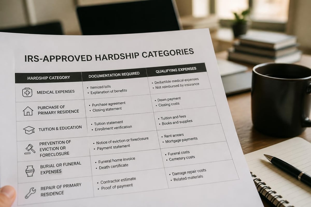Hardship withdrawal qualification categories
