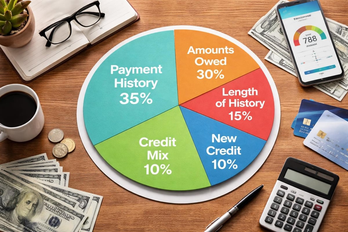 Credit score factors breakdown