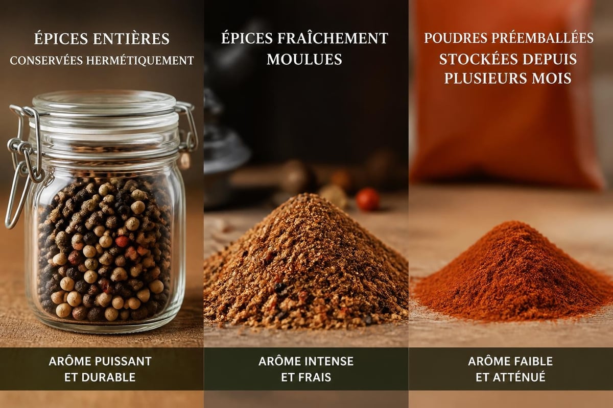 Comparaison fraîcheur épices
