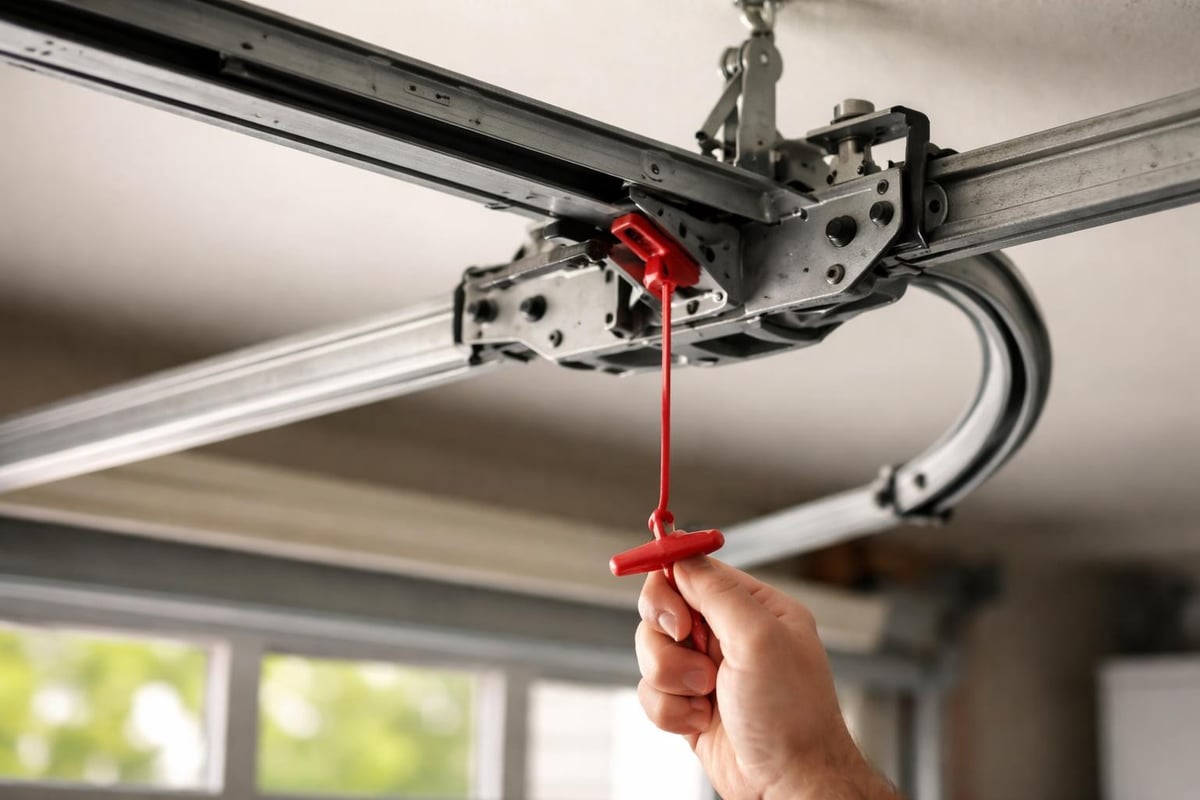 Garage door emergency release mechanism