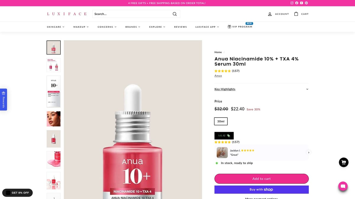 Top 9 Korean Skincare for Hyperpigmentation in 2026 - Anua Niacinamide 10% + TXA 4% Dark Spot Correcting Serum