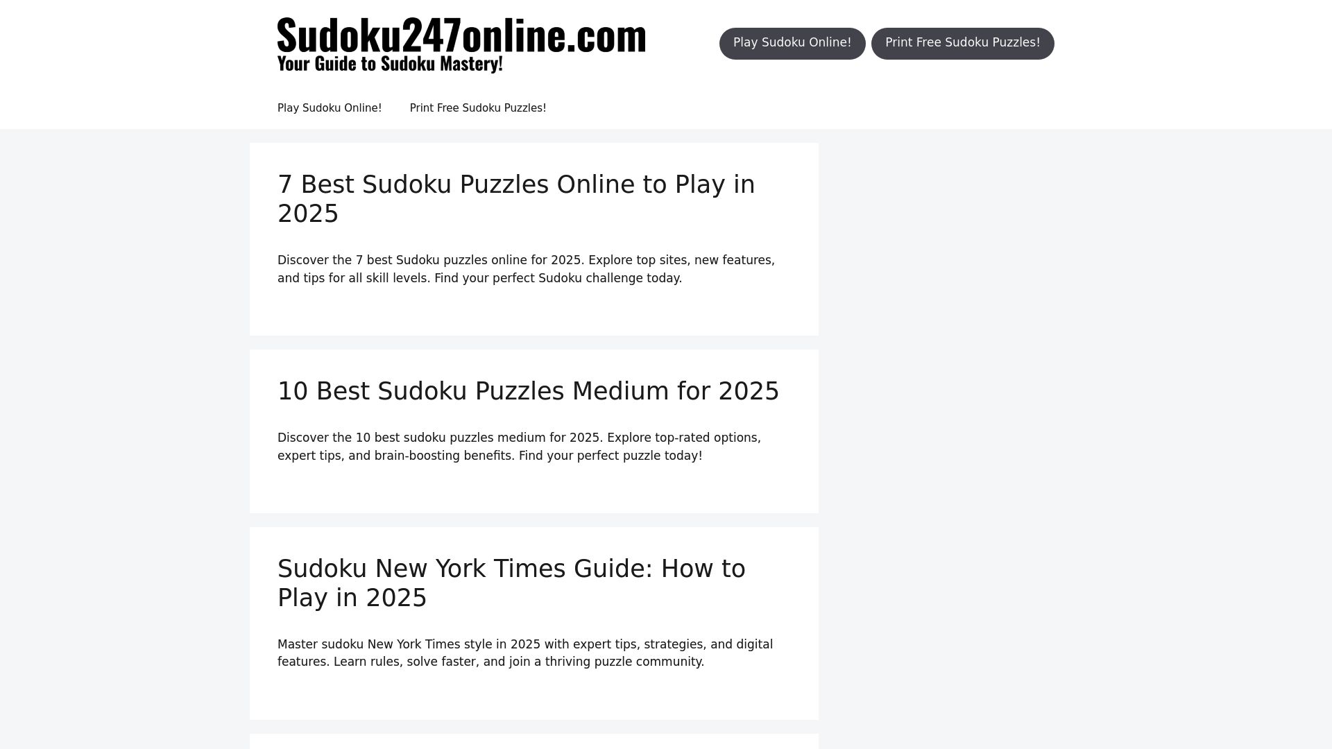 Free Sudoku Easy Guide: How to Play & Win in 2025 - Sudoku247online.com: Your All-in-One Free Sudoku Resource