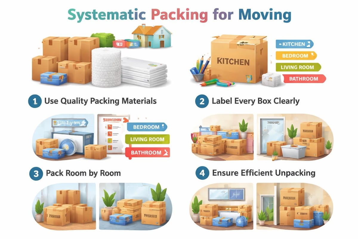 Professional packing process for household items
