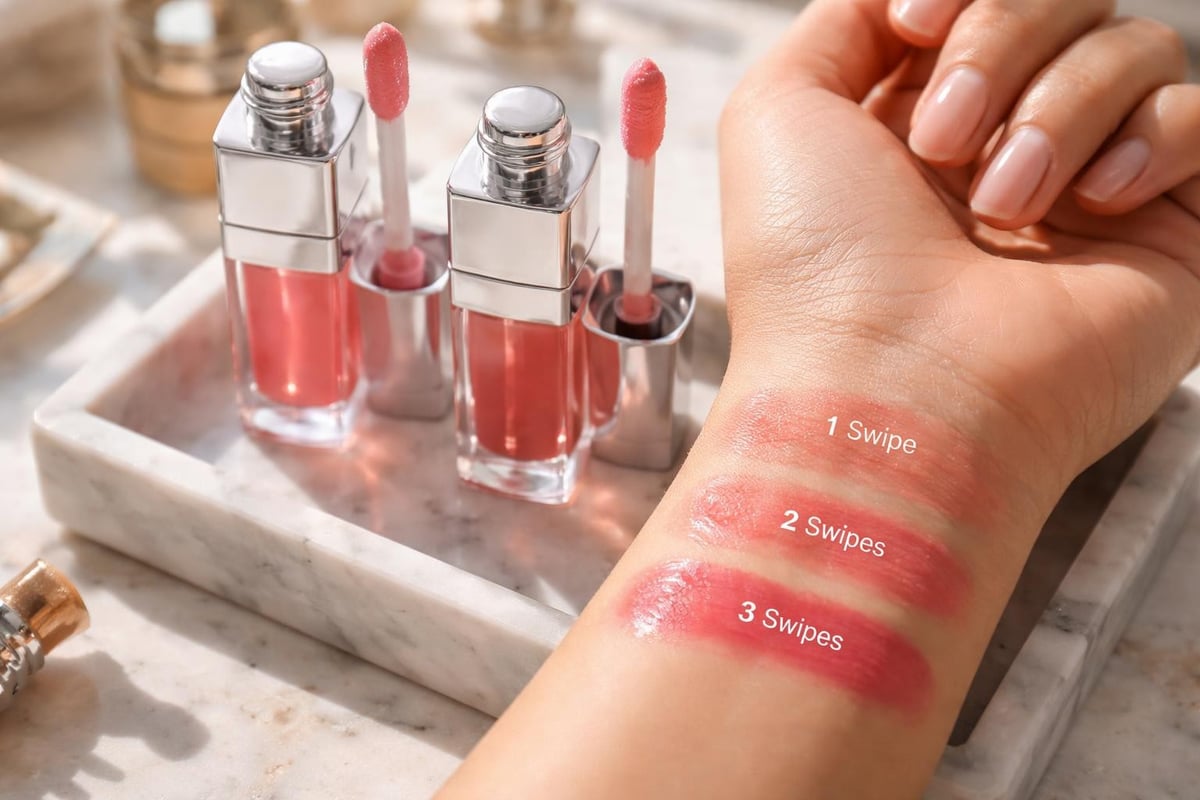 Lip glow oil application