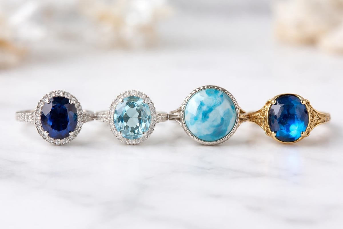 Blue gemstone varieties comparison