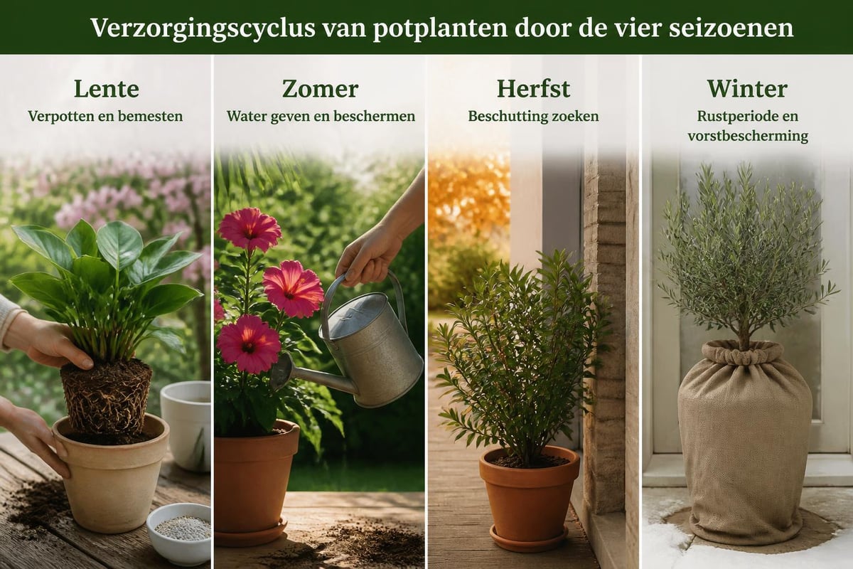 Potplanten verzorging door seizoenen