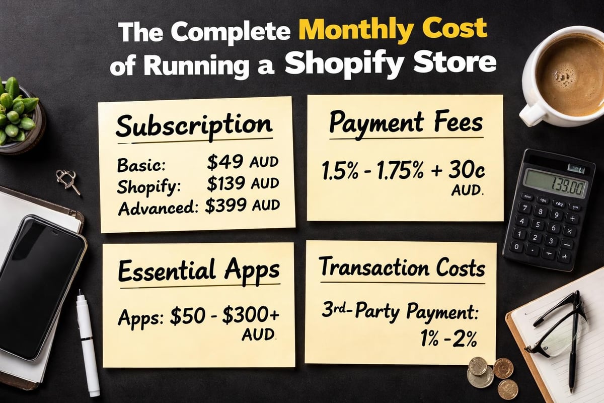 Monthly cost breakdown for Shopify