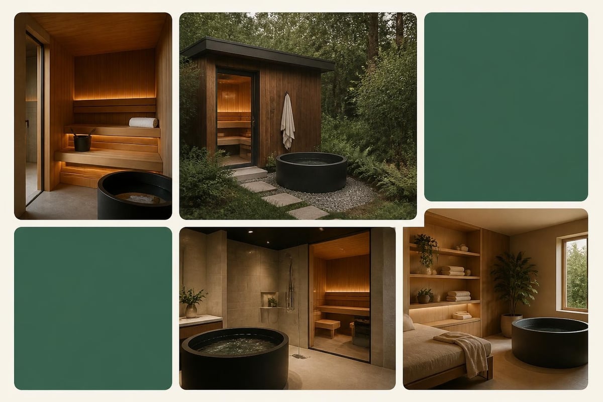 Compact home spa layouts for basement, bathroom, and outdoor spaces