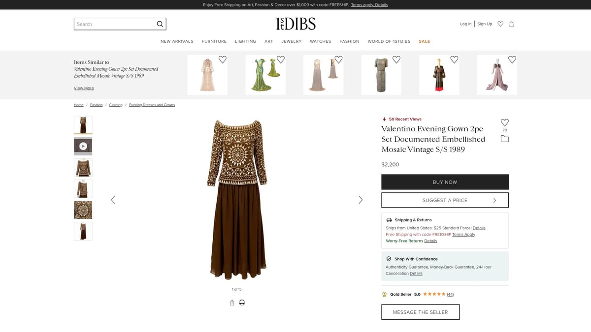 7 Stunning Vintage Valentino Dress Finds for 2026 - 1. Valentino 1989 Embellished Mosaic 2-Piece Evening Gown Set – $2,200 (1stDibs)