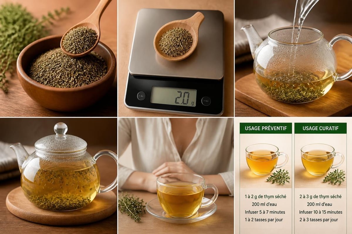 Préparation de l'infusion de thym