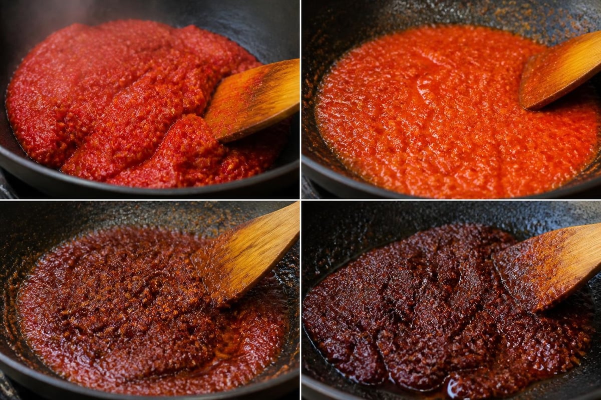 Proses memasak bumbu dasar merah
