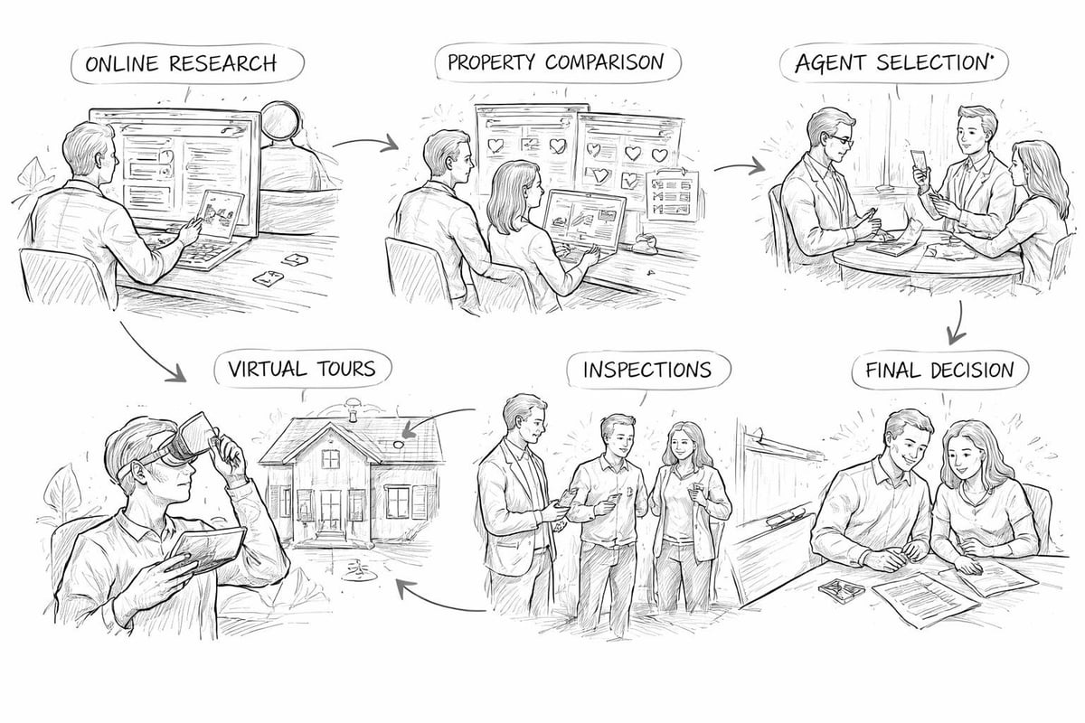 Property buyer journey from online search to purchase