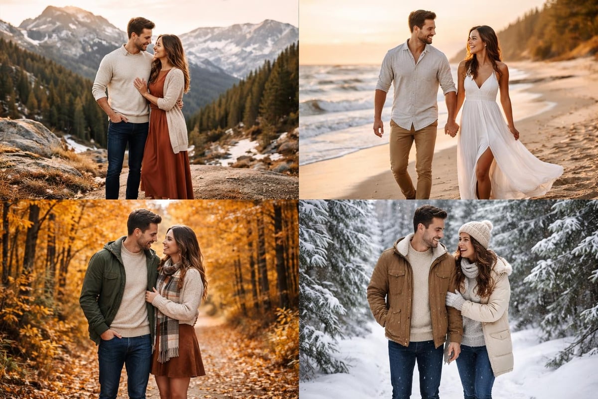 Engagement photo wardrobe coordination