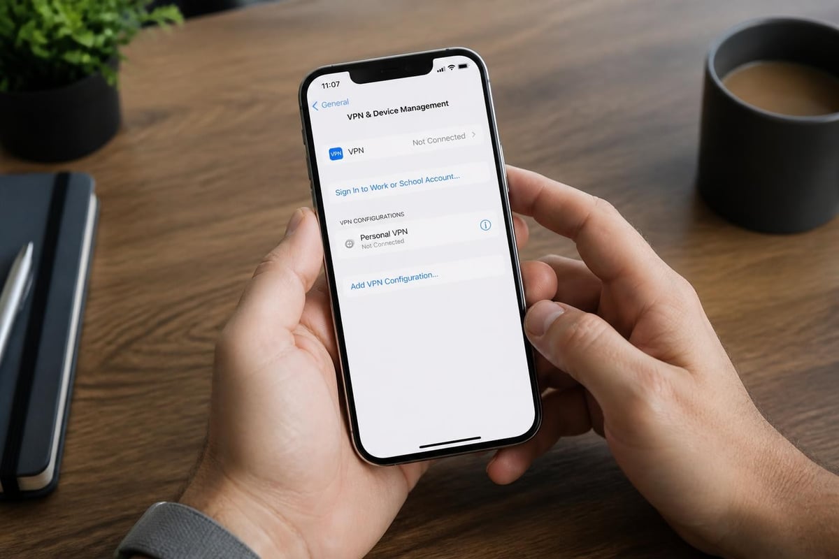 IPhone VPN setup interface