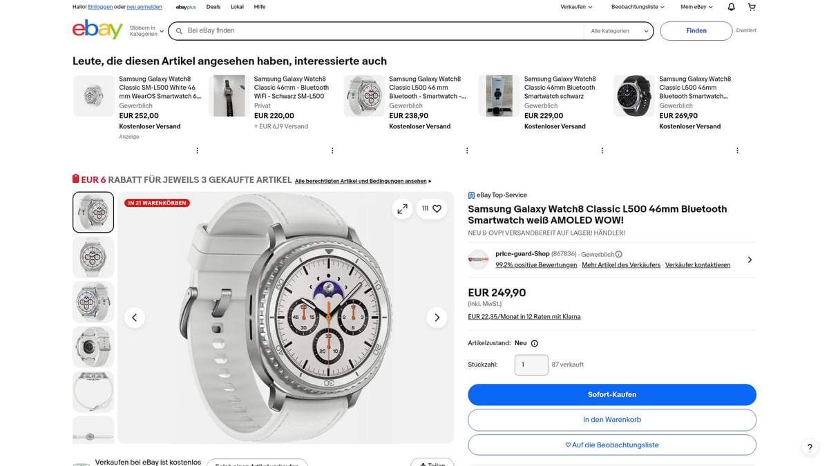 Top 8 Schnäppchen Elektronik Highlights 2026 - Samsung Galaxy Watch8 Classic L500 46mm Bluetooth Smartwatch – eBay