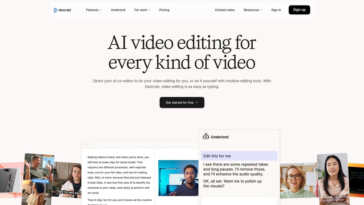 9 Essential AI Tool for Video Creation Picks for 2025 - Descript