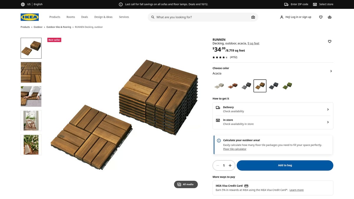 Top 8 Outdoor Tile for Patio Floor Ideas for 2025 - RUNNEN Decking, Outdoor, Acacia – IKEA